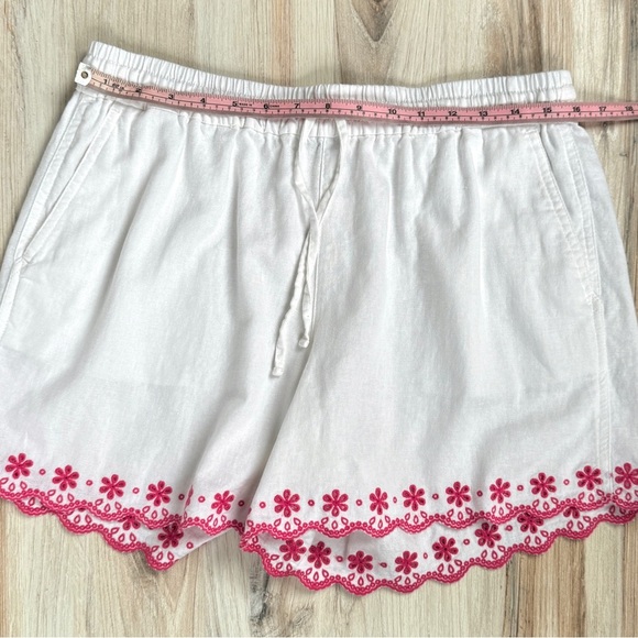 NWT J.Crew Pink Embroidered Linen Shorts Size Medium - Picture 9 of 11